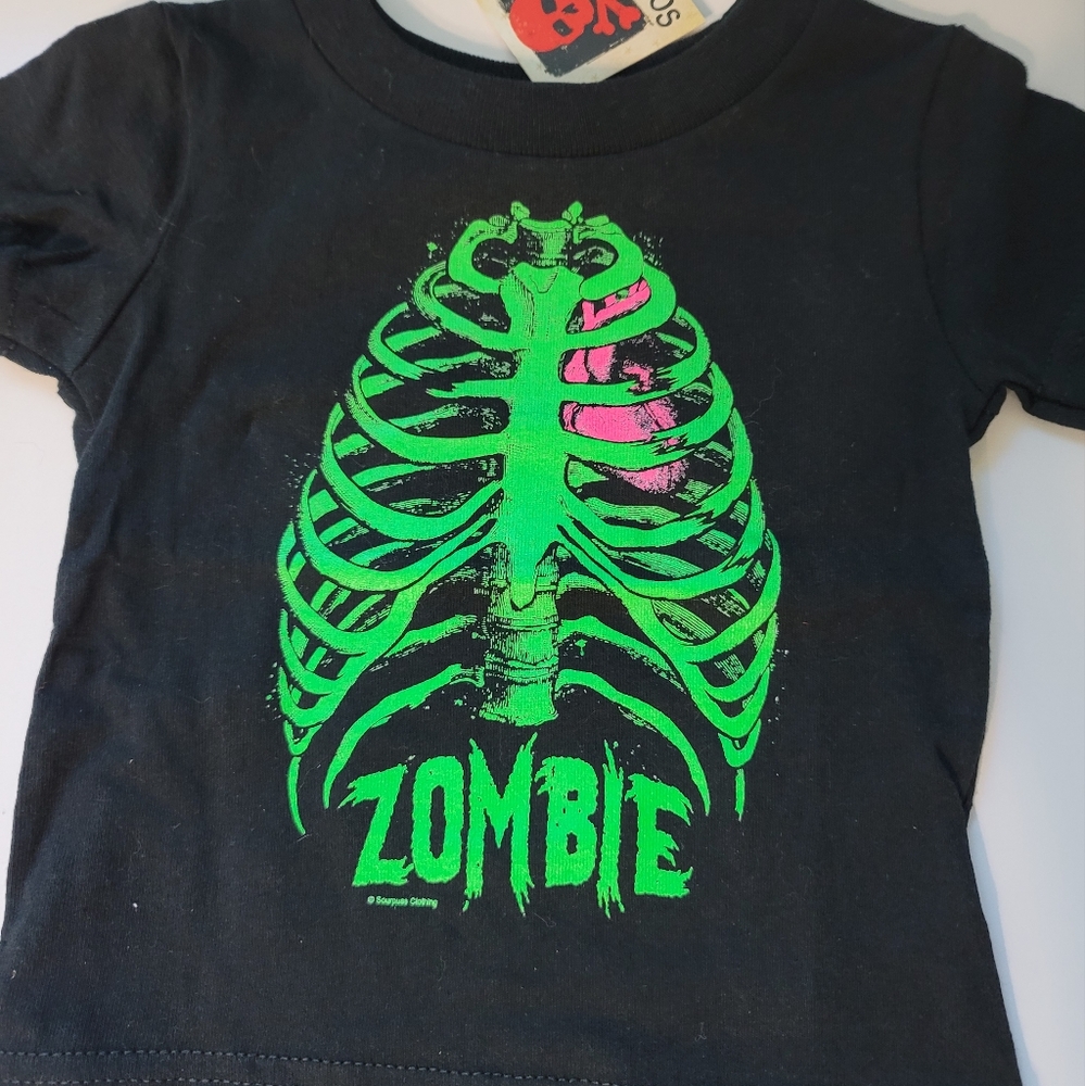 NWT Sourpuss Clothing Infant Zombie Ribcage Tshirt 12 months